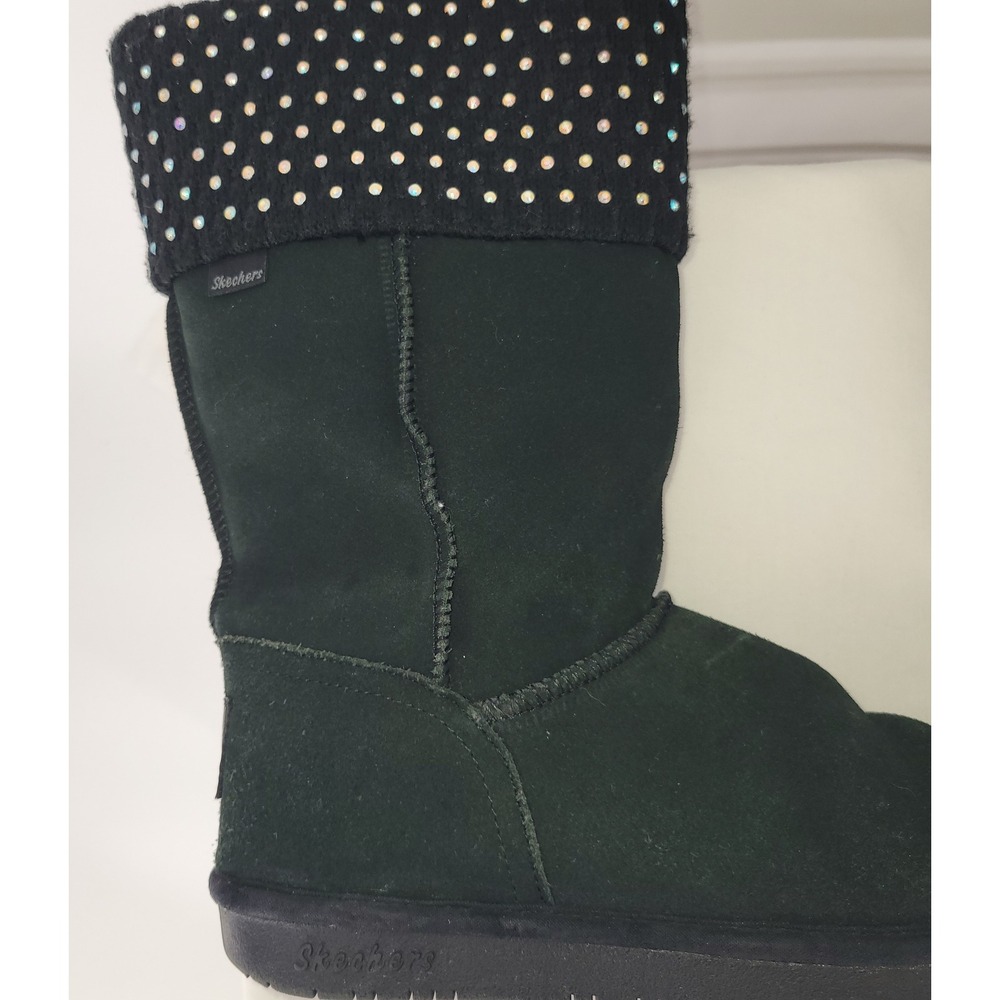 Skechers Australia Shelby Blk Suede Rhinestone Mid-Calf Winter/Snow Boots ~ 2014 - Picture 7 of 11